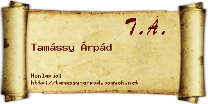 Tamássy Árpád névjegykártya